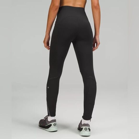 NEW Lululemon Tech Fleece High-Rise Running Tight 28" Black Water Repellent - Picture 3 of 7